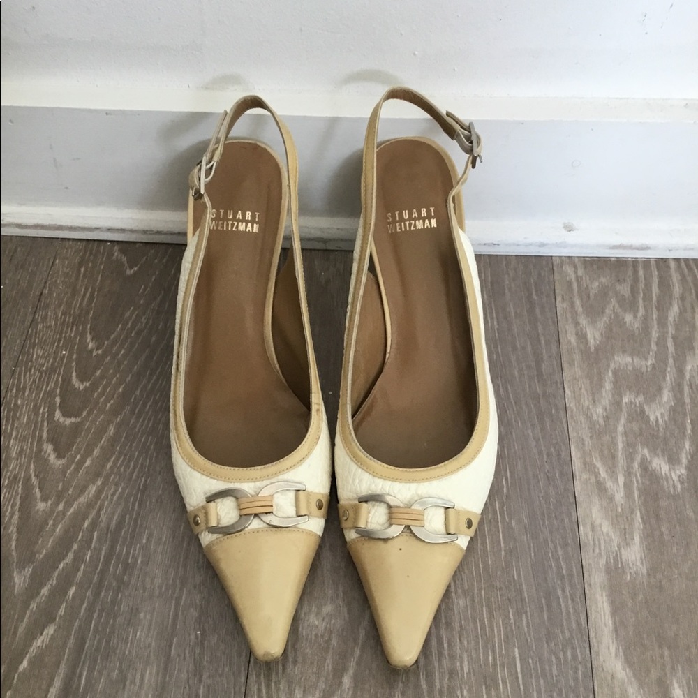Stuart Weizman White/ Tan Heels Size 7.5 $80 - image 2